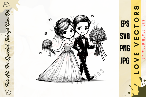 C4224: Timeless Wedding Couple & Love Vectors
