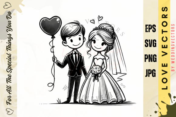 C4229: The Wedding Couple and Love Vectors That Tell a Story
