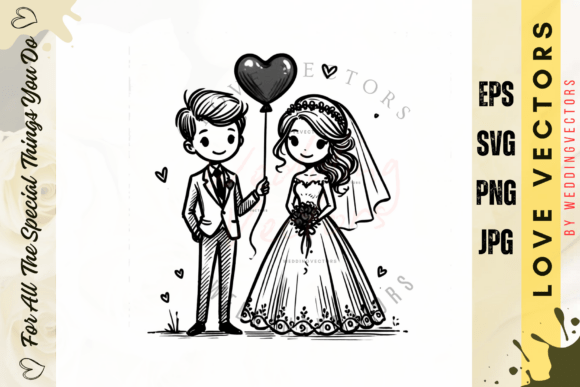Capturing Eternal Love: The Wedding Couple and Love Vectors