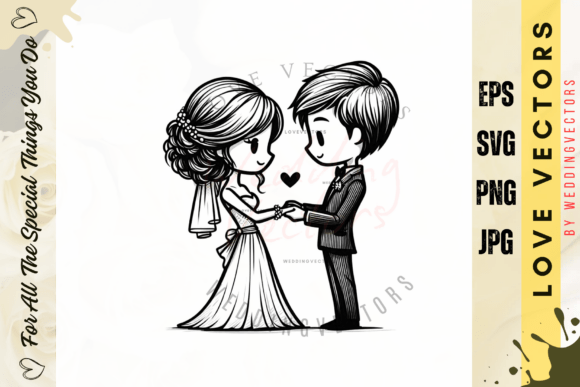 Capturing Romance: The Wedding Couple and Love Vectors – C4148 Collection