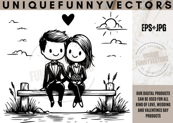 Charming Cartoon Characters for Wedding and Love Designs