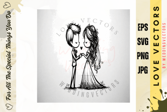 Elegance in Every Detail: Exploring Wedding Couple and Love Vectors - C4502
