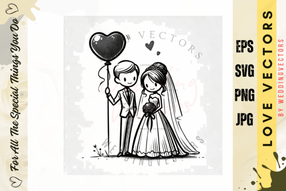 Enchanting Wedding Couple and Love Vectors: C4267 Design Guide