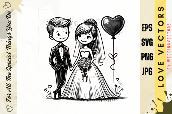 Enchanting Wedding Couple and Love Vectors: The C4008 Collection