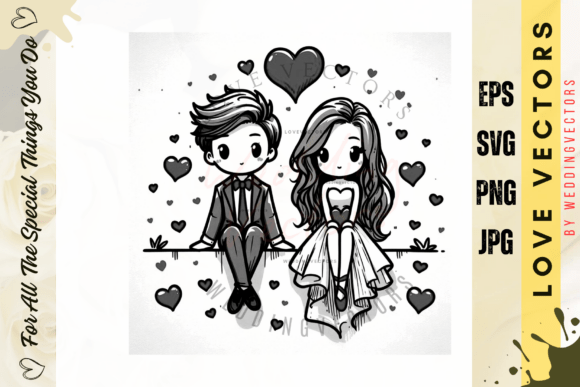 Timeless Romance: The C4232 Wedding and Love Vector Collection
