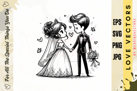 Wedding Couple and Love Vectors - C4003
