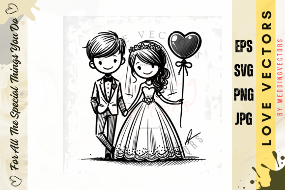 Wedding Couple and Love Vectors - C4022: Elegant Design Assets